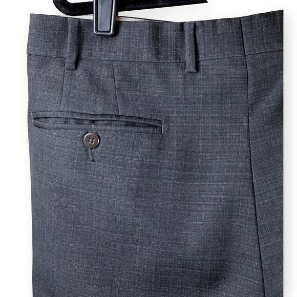 Zanella Mens Gray Dress Flat Front Pant 36 - Picture 5 of 9